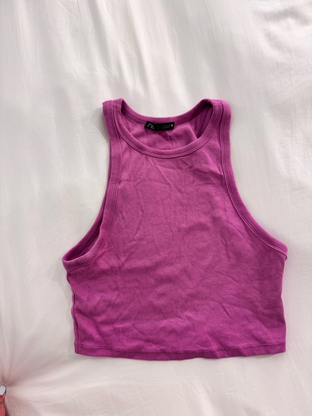 Zara Ribbed Crop Tank Top - Magenta Size Large, Fits Medium too